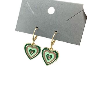 Green heart earrings